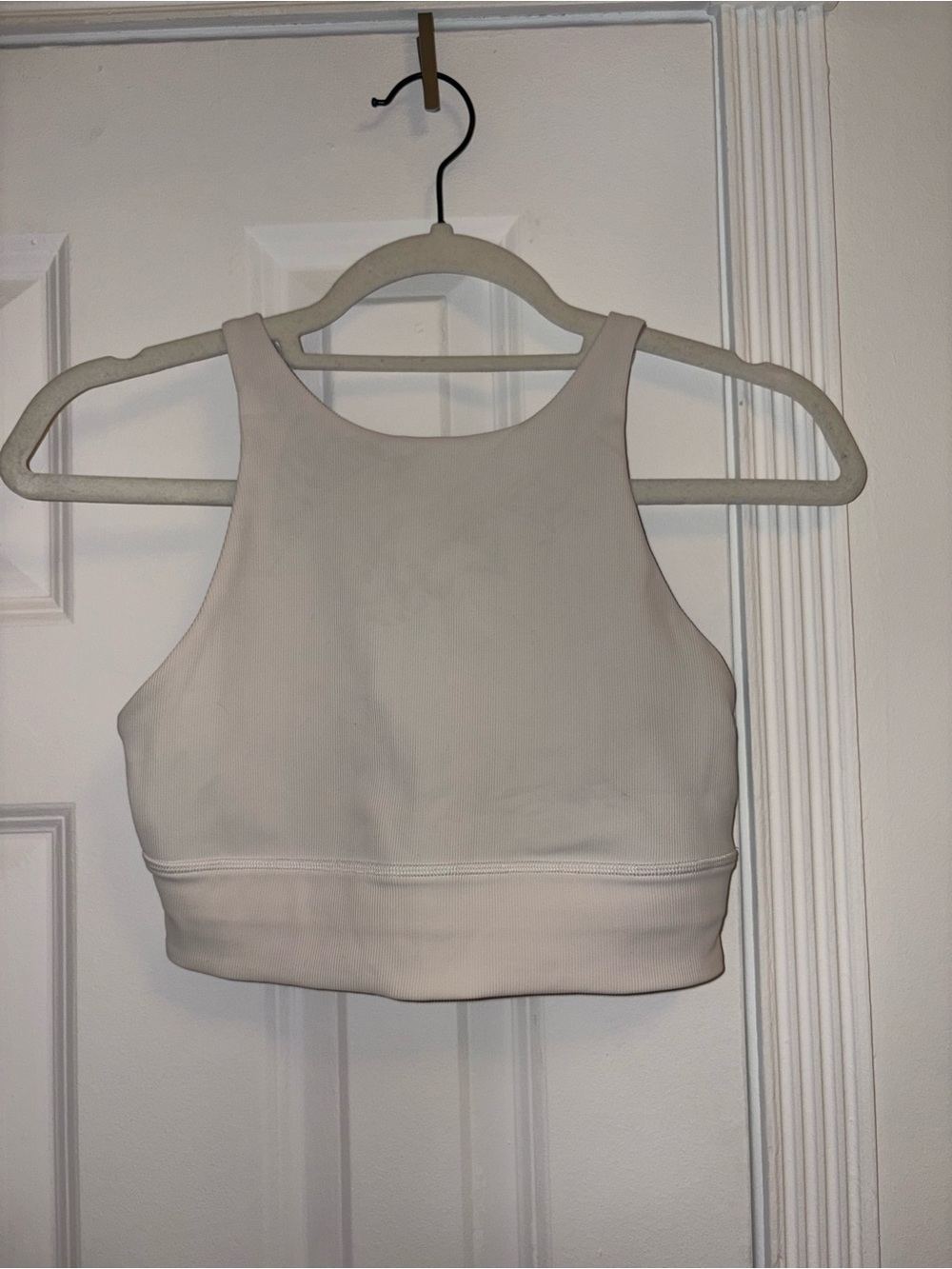 Lululemon Ribbed High-Neck Cross-Back Sports Bra Cream